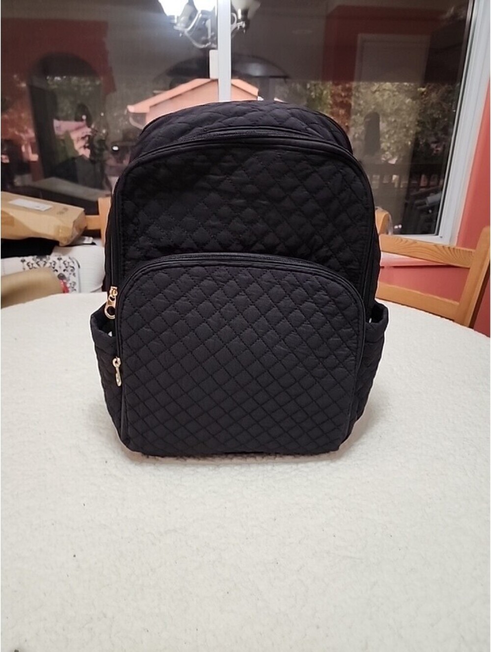 Universal Thread Black Quilted Backpack Bag 17"×15"×5"